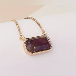 *FREE GIFT GIVEAWAY* NEW necklace, amethyst color stone, zinc alloy golden chain